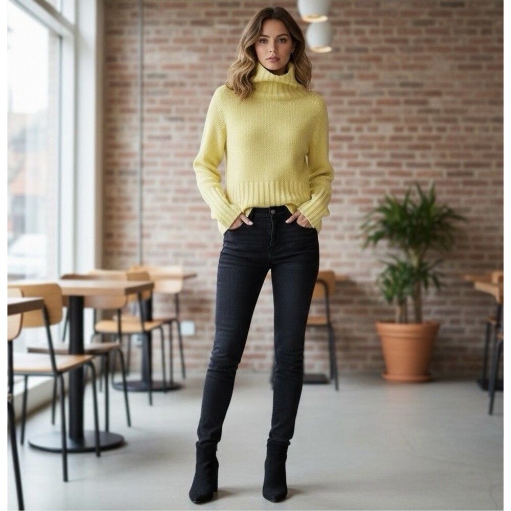 VTG 90s Y2K Arizona Jean Co Turtleneck Sweater Yellow Knit Urban Streetwear M